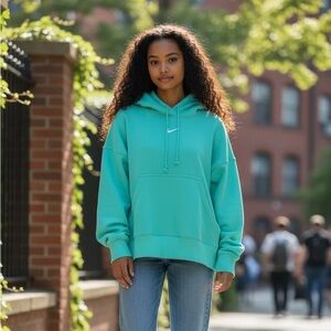 Nike Women's Green Pullover Oversized Phoenix Hoodie